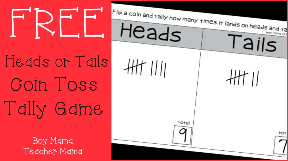 Heads tails game coin tally toss printable mama teacher boy linky school after